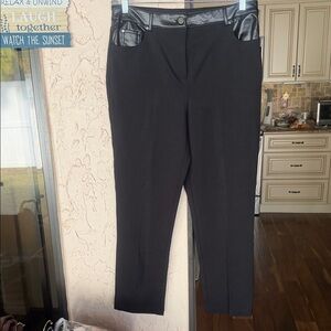 Zac & Rachel Black Trousers with Leather Details